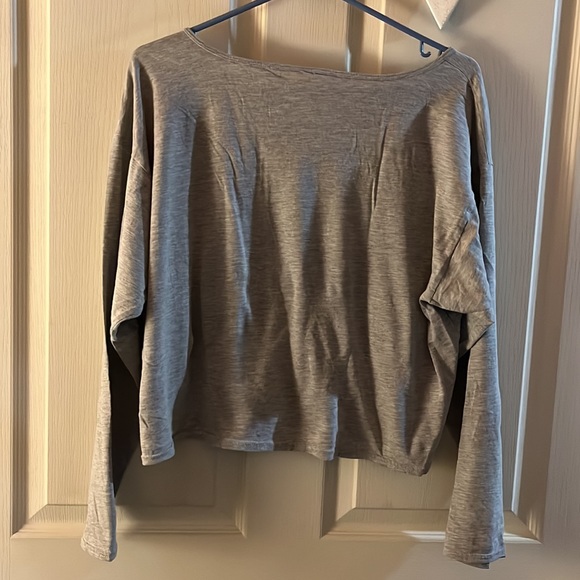 Grey American apparel oversized crop long sleeve shirt. - Picture 3 of 3